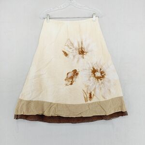J. Jill Linen Floral Midi Skirt size S